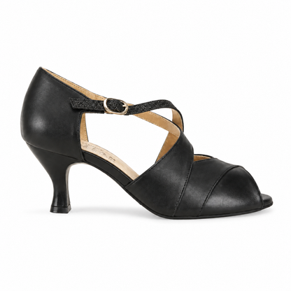 SCARPA DA BALLO ART. 153 NAPPA NERA GLITTER su sfondo bianco
