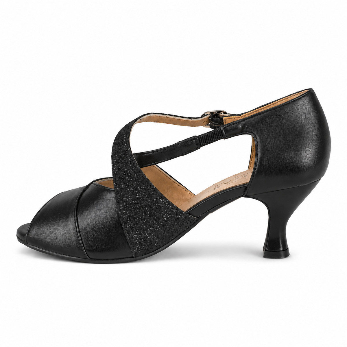 SCARPA DA BALLO ART. 153 NAPPA NERA GLITTER su sfondo bianco