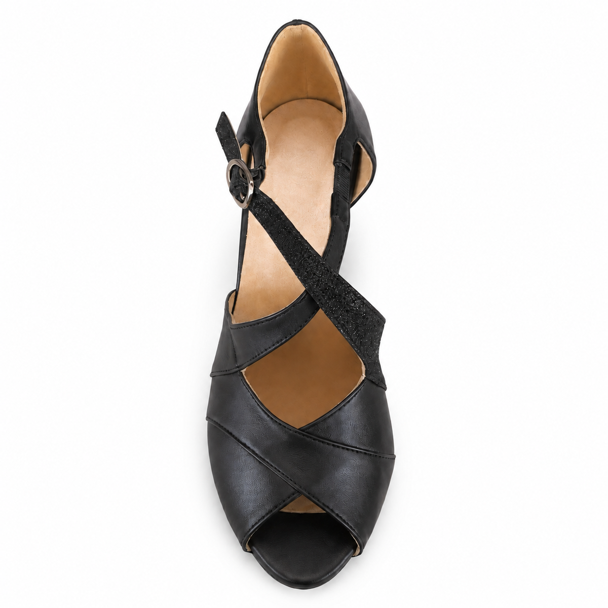 SCARPA DA BALLO ART. 153 NAPPA NERA GLITTER su sfondo bianco